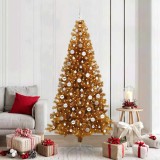 VidaXL Brad de Crăciun cu 300 LED cu suport Auriu 210 cm PET 3396639
