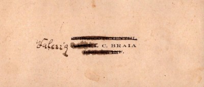 A3133N Carte vizită sublocotenent Aurel C Braia din Regimentul 92 Infanterie de la Orăștie, cca 1919, refolosită de o rudă a sa foto