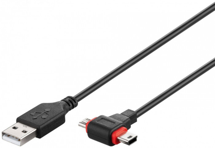 Cablu USB 2.0 A tata - micro USB/mini USB mini B tata 1m Goobay