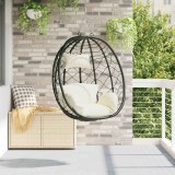 Coș pentru Scaun Ou fără St&icirc;nd Crem Alb din Rattan Poliester