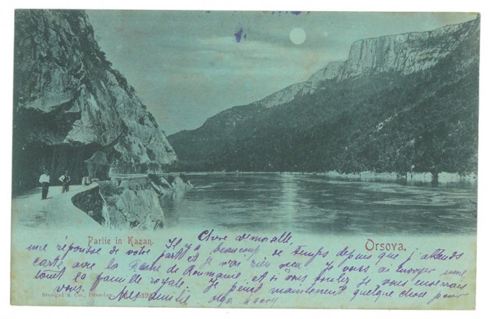 5116 - ORSOVA, Danube Kazan, Litho, Romania - old postcard - used - 1899