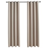 Cumpara ieftin Draperii opace cu inele metalice, 2 buc., bej, 140 x 245 cm