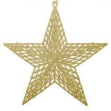 Ornament Brad Craciun Stea, Model Glitter, 18cm, Culoare Bej, Material Plastic, Oem