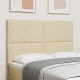 vidaXL Tăblie cap cu lumini cu bandă LED Crem 160 cm țesătură 3338532