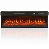 HOMCOM Șemineu electric de podea/&icirc;ncastrabil, 3 laturi, cu telecomandă, 750/1500W, efect flacără 3D, 12 culori, 5 niveluri de luminozitate | Aosom Rom
