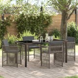 vidaXL Set de masă pentru grădină 5 pcs Gri poliratan