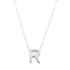 Colier din argint 925 - lanț strălucitor și litera R