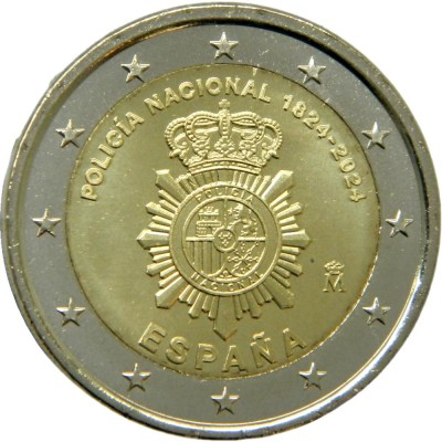 NOU - Spania moneda comemorativa 2 euro 2024 - Politia Nationala - UNC foto