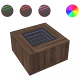 Cumpara ieftin Masuta de cafea cu LED stejar maro 60x60x40 cm lemn prelucrat