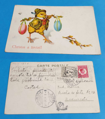 Carte Postala superba - datata 1931 - Sarbatori Pascale Christos a Inviat foto