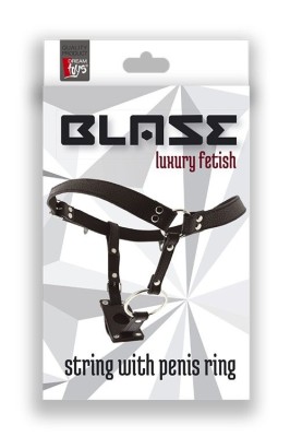 Chilot piele pentru Strapon Blaze String with Penis Ring foto