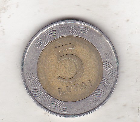 bnk mnd Lithuania 5 litai 1998 bimetal