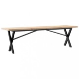 Cumpara ieftin Masa de cafea, cadru X, 160x40x45,5 cm, lemn masiv pin si Otel