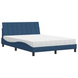 Cumpara ieftin Pat cu saltea, Hanko, albastru, 140x200 cm, textil