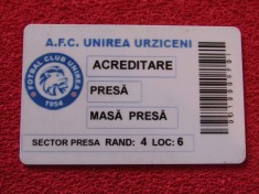 Card-Acreditare presa fotbal - AFC UNIREA URZICENI