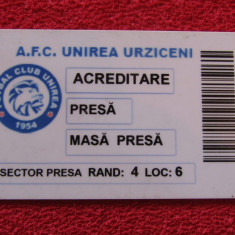 Card-Acreditare presa fotbal - AFC UNIREA URZICENI