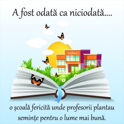 Sticker decorativ scoala, A fost odata o scoala fericita - 125x125 cm foto