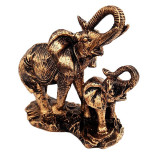 Statueta decorativa, Elefant cu pui, Auriu, 12 cm, 1952G