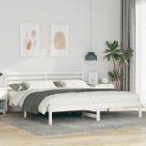 VidaXL Cadru de pat cu headboard Alb 200 x 200 cm Lemn de brad solid