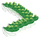 Set 10 Breloc Antistres Pastaie Mazare IdeallStore&reg;, Verde, 6.5cm, Silicon, Jucarie Fete/Baieti 3+