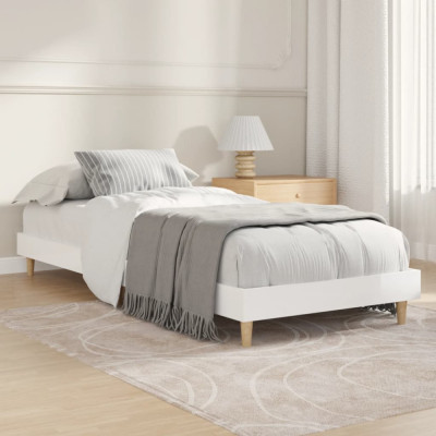 Cadru de pat, alb extralucios, 75x190 cm, lemn prelucrat foto