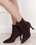 Cumpara ieftin Botine maro elegante cu toc subtire BYDJ1620 116