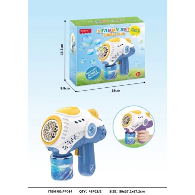 Jucarie Interactiva pentru Baloane de Sapun, Flippy, Sunete si Lumini, Model Pistol, cu 8 Orificii, Albastru foto