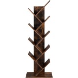 VASAGLE Biblioteca de podea cu 8 etaje, cu rafturi din lemn in forma V, 25x141x50cm, maro rustic Household NewTrend