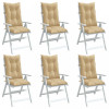 VidaXL Perne scaun cu spătar &icirc;nalt 6 buc. melanj bej 120x50x7cm textil