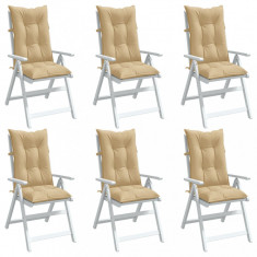 vidaXL Perne scaun cu spătar înalt 6 buc. melanj bej 120x50x7cm textil