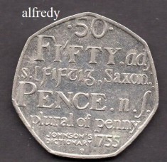 Anglia, Marea Britanie, 2005 50 Pence, Comemorativa, Johnson&amp;#039;s Dictionary foto