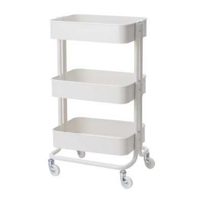 Masa servire tip carucior, 35 x 45 x 78 cm, otel, maxim 18 kg, Alb foto