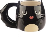 Cană mare Feline Fine Black Cat &icirc;n formă de pisică