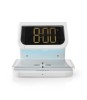Ceas Desteptator Nedis cu Incarcare Wireless Qi, Lumina Multicoloră, Display Digital, Alb