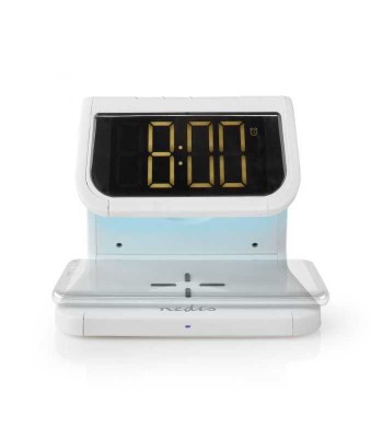 Ceas cu alarma Nedis incarcator wireless Qi lumina multicolora alb foto
