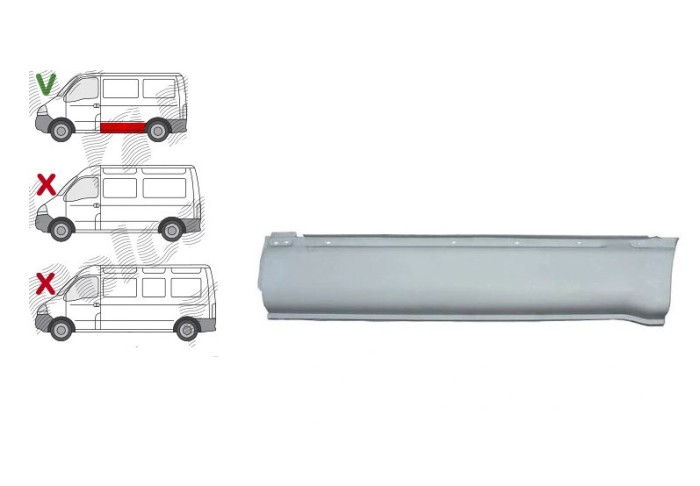 Panou lateral Opel Movano, 01.2004-07.2007; Opel Movano, 07.1998-12.2003; Opel Movano, 07.2007-01.2010, Stanga, Aftermarket