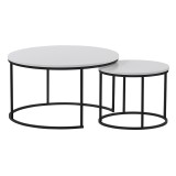 Cumpara ieftin Set 2 masute cafea mdf alb metal negru Iklin 80x45 cm, 50x40 cm