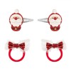 Set Clame și Elastice Păr, Model Crăciun, Design Moș Crăciun, Glitter, 4 Bucăți, Oem