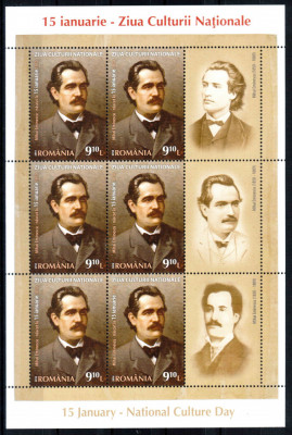 Romania 2014, LP 2010 d, Mihai Eminescu, minicoala de 6 timbre + 3 viniete MNH! foto