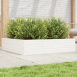vidaXL Jardinieră de grădină, alb, 100x100x23 cm, lemn masiv de pin