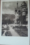 Carte postala, Castelul Peles, fatada si terase, perioada interbelica
