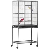 PawHut Colivie pentru Păsări Portabilă cu 4 M&acirc;njitoare și 4 Bățuri Practică 77 x 47 x 163 cm Negru și Gri | Aosom Romania