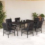 vidaXL Set mobilier de grădină cu perne, 7 piese, negru, poliratan 3212108