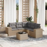 vidaXL Set canapele de grădină cu perne, 6 piese, bej, poliratan 3222558