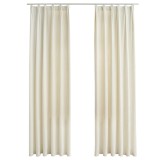 Cumpara ieftin Draperii opace, 2 buc., crem, 140x245 cm, catifea, cu carlige