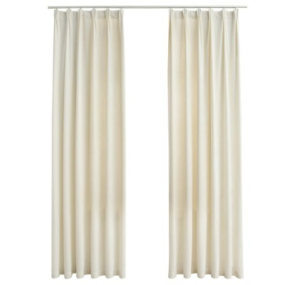 Draperii opace, 2 buc., crem, 140x245 cm, catifea, cu carlige foto