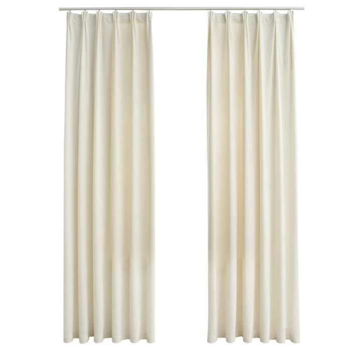 Draperii opace, 2 buc., crem, 140x245 cm, catifea, cu carlige