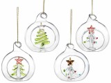 Set 4 globuri brad Craciun sticla multicolora &Oslash; 6 cm