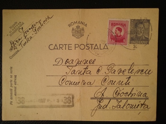 1944-C.P.circ.-CENZURAT-Ploiesti 38-STAMP.10 IUN.943-EROARE-RARA