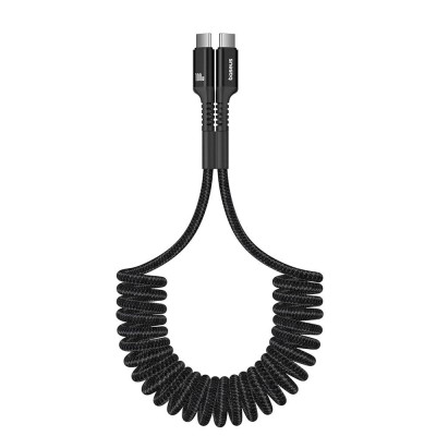 Cablu Baseus - Data Cable Fish-Eye (P10320203111-00) - USB-C to USB-C, Fast Charge, 100W, Expandable Design, 1m - Cluster Black foto
